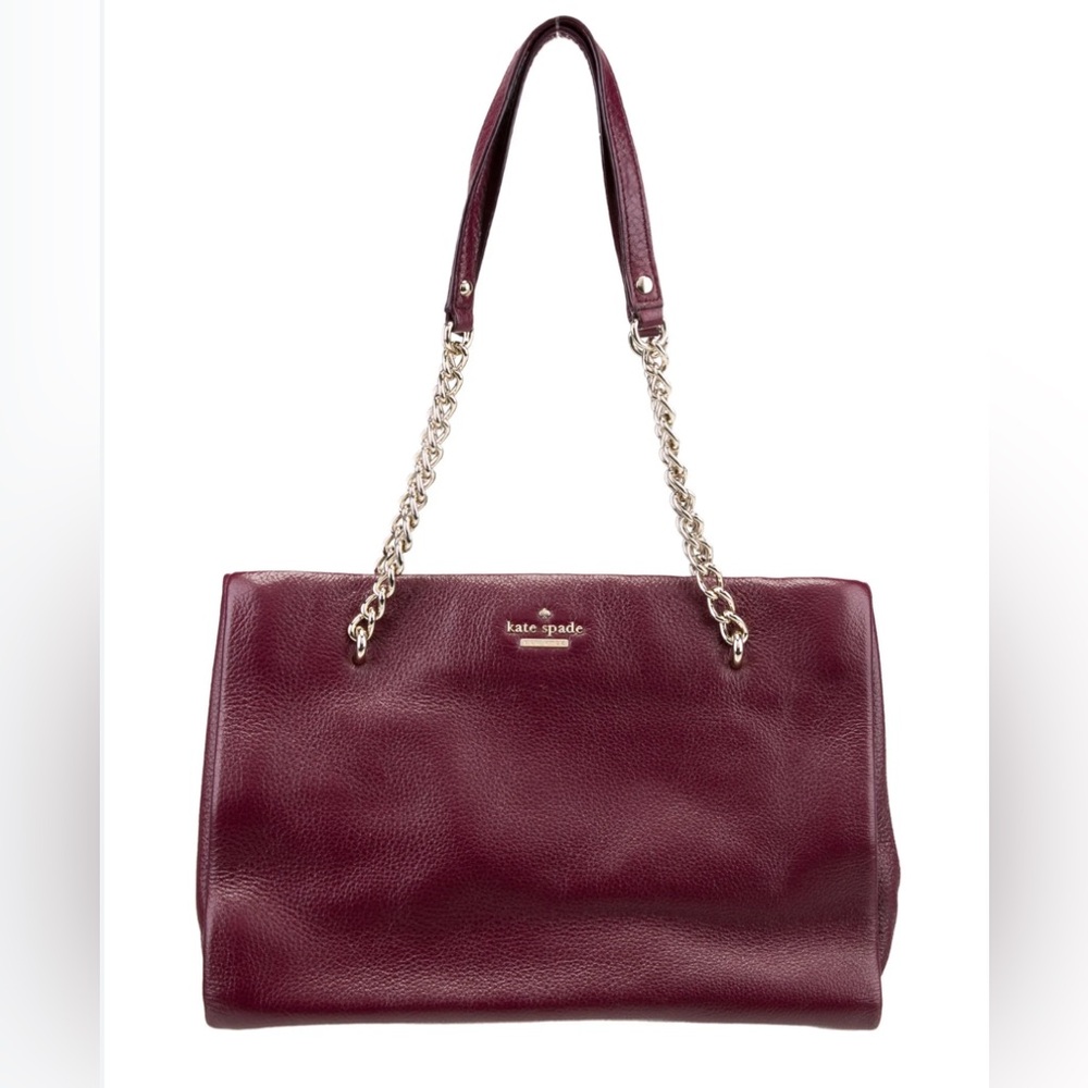 Kate Spade Burgundy Wine Red Leather Tote Bag